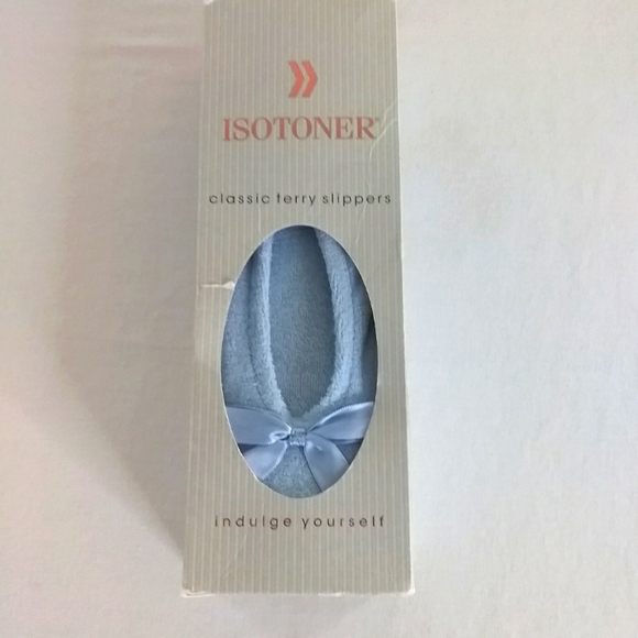 SOLD NIB Isotoner Women's Classic Terry Ballerina Slippers 6.5 - 7.5 Powder Blue